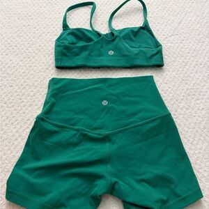 Lululemon Green Sports Bra and Shorts Set Women’s Size 4 NWOT
